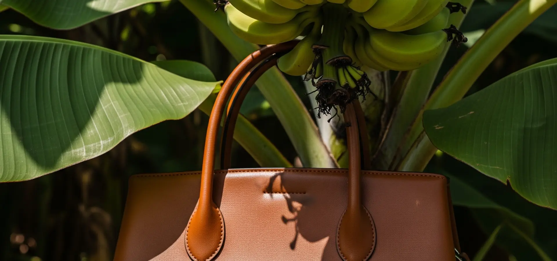 BANARIC™ handbag displayed among banana plants